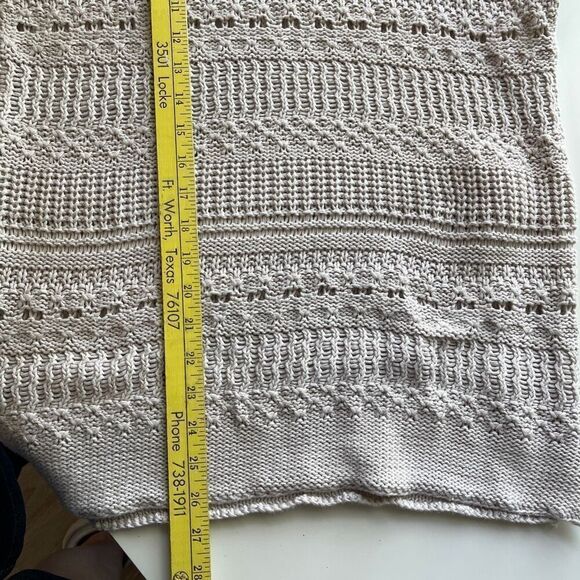 Magaschoni Open Knit Long Sleeve Crew Neck Pullover Sweater Beige Medium - Picture 5 of 9